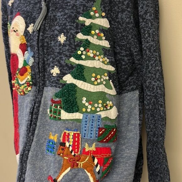 TIARA International 2003 Vintage Heather Blue Christmas  Sweater Cardigan- Large - Picture 12 of 16